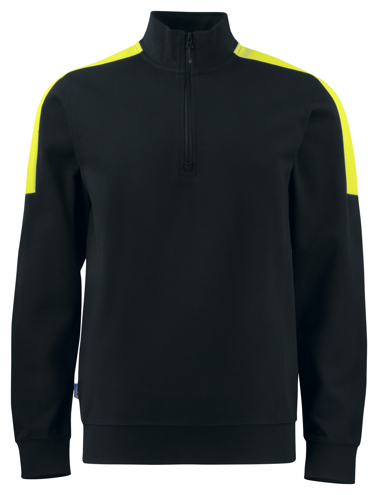 Sweatshirt publicitaire avec col en zip - 320g Noir / Jaune